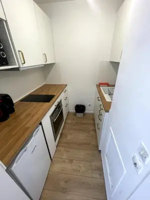 Cuisine ou kitchenette dans l'établissement Modern studio for 3, Porte de Paris nord metro 7