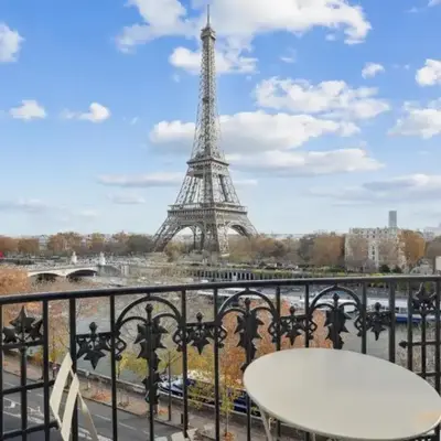 View on Eiffel Tower Seine and Main Monuments