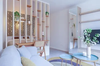 Coin salon dans l'établissement Appartement au cœur du 16e, proche Tour Eiffel