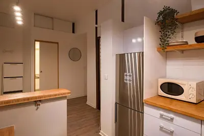 Cuisine ou kitchenette dans l'établissement Charming Flat Louvres Opera