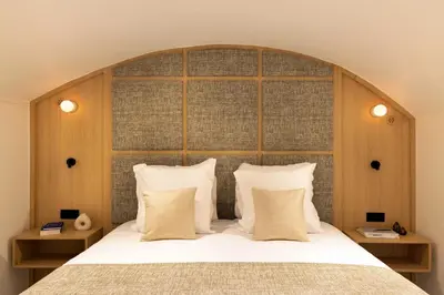 Un ou plusieurs lits dans un hébergement de l'établissement Modern apartment -AC-1BR-4P-Panthéon