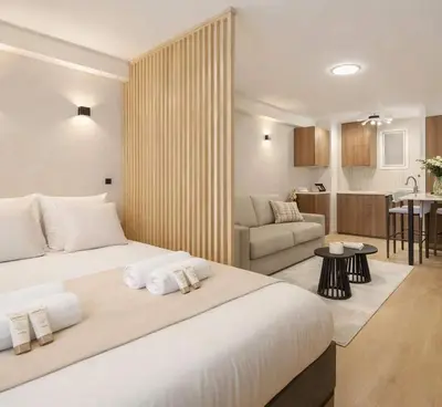 Un ou plusieurs lits dans un hébergement de l'établissement Montmartre - Deluxe studio with lift for 4