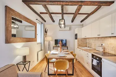 Cuisine ou kitchenette dans l'établissement Charming apartment Center of Paris with terrace