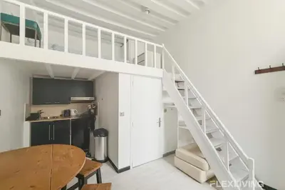 Cuisine ou kitchenette dans l'établissement Charmant studio dans Paris 04ème