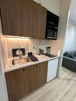 Cuisine ou kitchenette dans l'établissement Charmant appartement avec chambre cosy et canapé convertible