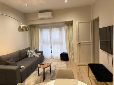 Coin salon dans l'établissement Charmant appartement avec chambre cosy et canapé convertible