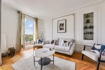 Coin salon dans l'établissement Roland Garros Bel appartement au coeur du 16