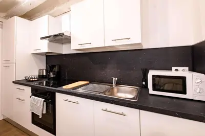 Cuisine ou kitchenette dans l'établissement Artist apartment Latin Quarter