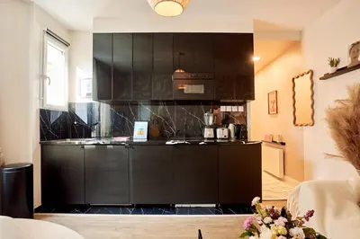 Cuisine ou kitchenette dans l'établissement Modern flat in Levallois