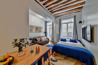 Télévision ou salle de divertissement dans l'établissement UrbanFlat 98 - Large Apartment in the center of Paris