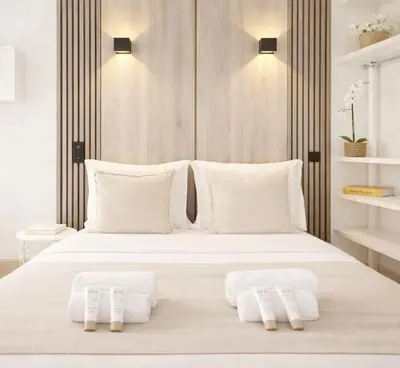Un ou plusieurs lits dans un hébergement de l'établissement Saint Germain des Prés - Deluxe studio near Orsay Museum