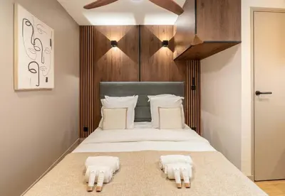 Un ou plusieurs lits dans un hébergement de l'établissement Stunning studio - Montparnasse