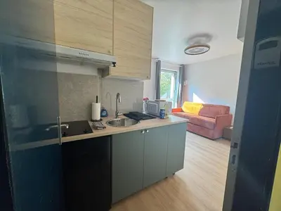 Cuisine ou kitchenette dans l'établissement New studio apartment hotel Palais des Congrès 11
