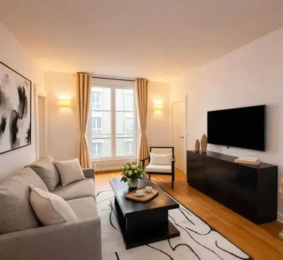 Télévision ou salle de divertissement dans l'établissement Stunning Jardin du Luxembourg property with lift