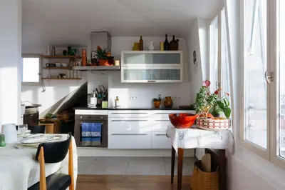 Cuisine ou kitchenette dans l'établissement Le Rooftop Aux Puces - Terrasse rooftop