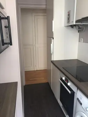 Cuisine ou kitchenette dans l'établissement Cozy studio in Paris