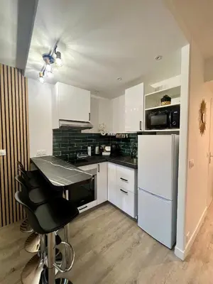Cuisine ou kitchenette dans l'établissement Apartment elegant and modern fully equipped near Paris
