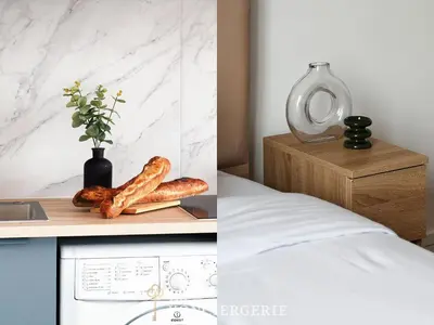 Un ou plusieurs lits dans un hébergement de l'établissement Studio d'Architecte avec Cheminee - Design -4 personnes