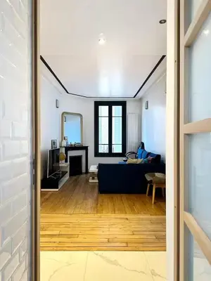 Coin salon dans l'établissement Celine 4 Charmant Studio avec une chambre, La défense