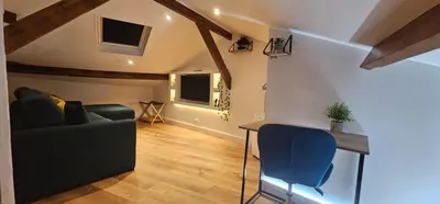 Télévision ou salle de divertissement dans l'établissement Cozy Loft sous les toits