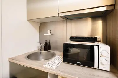 Cuisine ou kitchenette dans l'établissement Studio de charme Republique