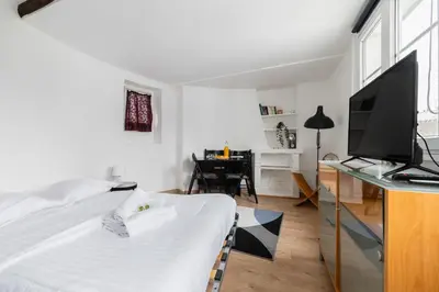 Télévision ou salle de divertissement dans l'établissement Agreable studio coeur de paris - Paris 6 - 2P