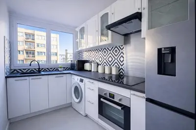 Cuisine ou kitchenette dans l'établissement Appartement charmant près du parc Montsouris