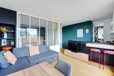 Coin salon dans l'établissement Elegant Apartment - 1BR- 2P- Nation