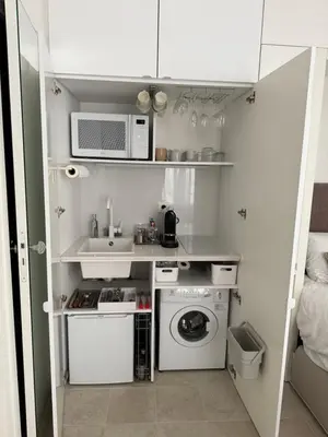 Cuisine ou kitchenette dans l'établissement Petit cocon sur Ile St Louis