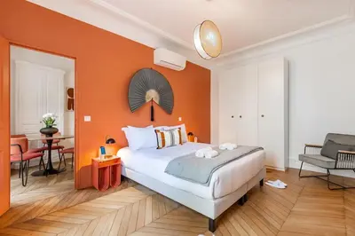 Un ou plusieurs lits dans un hébergement de l'établissement B1#Premium#2Bedrooms#ArcdeTriomphe#AC#ChampsElysées