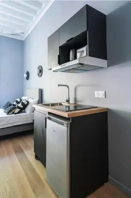 Cuisine ou kitchenette dans l'établissement Bright, air-conditioned studio in Paris 17