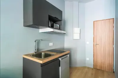 Cuisine ou kitchenette dans l'établissement Bright, air-conditioned studio in Paris 17