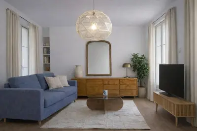Coin salon dans l'établissement Appartement cosy le marais