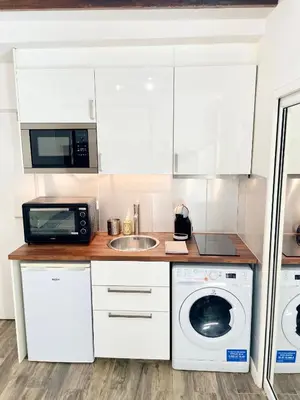 Cuisine ou kitchenette dans l'établissement Paris Cozy Flat Bastille & Le Marais et Fibre