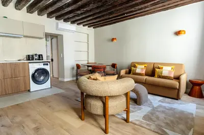 Cuisine ou kitchenette dans l'établissement Charmant T2 climatisé, Marais