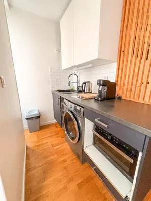 Cuisine ou kitchenette dans l'établissement À deux pas du métro