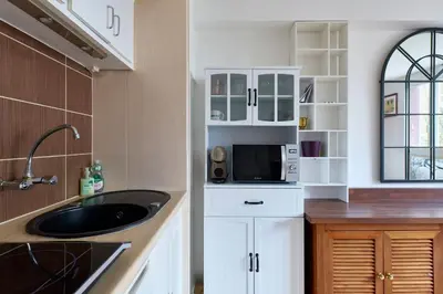 Cuisine ou kitchenette dans l'établissement Calme Métros L13 Pernety et L4 Alesia Montparnasse