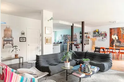 Coin salon dans l'établissement Loft, 3 chambres, 4' à pied du Parc des Expositions Paris Porte de Versailles
