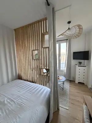 Un ou plusieurs lits dans un hébergement de l'établissement Studio Design & Calme - 2-4P - 10min Paris
