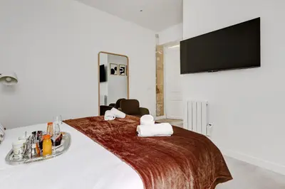 Télévision ou salle de divertissement dans l'établissement TheBlueStay 99 - Apartment in the heart of Paris
