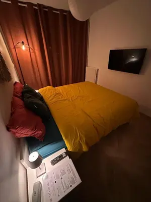 Un ou plusieurs lits dans un hébergement de l'établissement PARIS-MONTROUGE Magnifique Appartement 2 pièce de 56m2 - très cosy pour 1 à 6 personnes refait à neuf - ENTIRE APARTMENT LUXURIOUS AND WARM - Montrouge Paris 14ème - Proche Aéroport Orly & Parc Expositions Porte de Versailles FREE WIFI GRATUIT