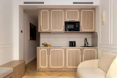 Cuisine ou kitchenette dans l'établissement Stunning apartment with AC - Center of Paris