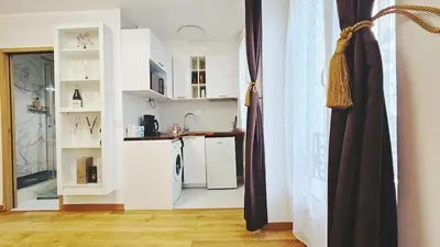 Cuisine ou kitchenette dans l'établissement Nice apt with parking free