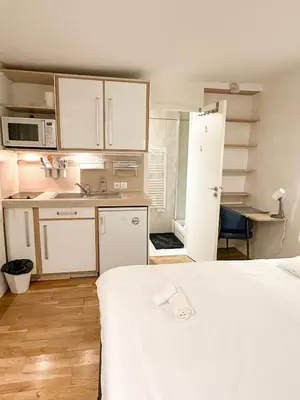 Cuisine ou kitchenette dans l'établissement Cozy Apartment in Paris's Latin Quarter