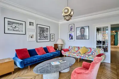 Coin salon dans l'établissement Superb flat with terrace in the centre of Paris