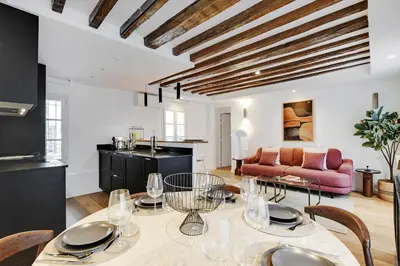 Coin salon dans l'établissement Modern apartment - 3BR 8P - Le Marais Bastille