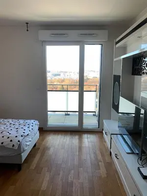 Télévision ou salle de divertissement dans l'établissement Charming studio Eiffel Tower view