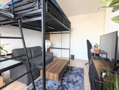Cuisine ou kitchenette dans l'établissement Beau studio confortable