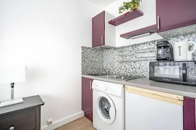 Cuisine ou kitchenette dans l'établissement Cozy studio Eiffel Tower et Beaugrenelle