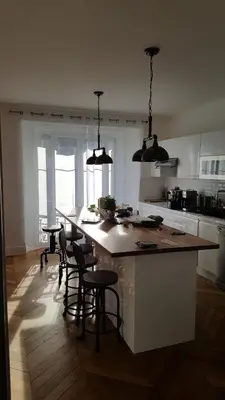 Cuisine ou kitchenette dans l'établissement Appartement Haussmannien
